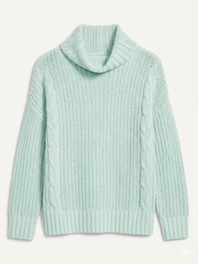 PINK Victoria's Secret Mint Cable Turtleneck Sweater